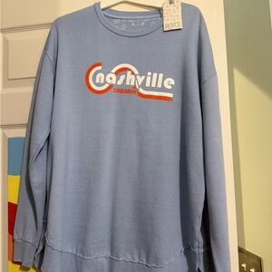 Blue Crewneck Sweater with Vintage Cornville Logo